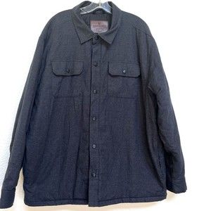 Flannel Sherpa Lined Field & Stream Jacket Shirt Men's Large Navy Classic